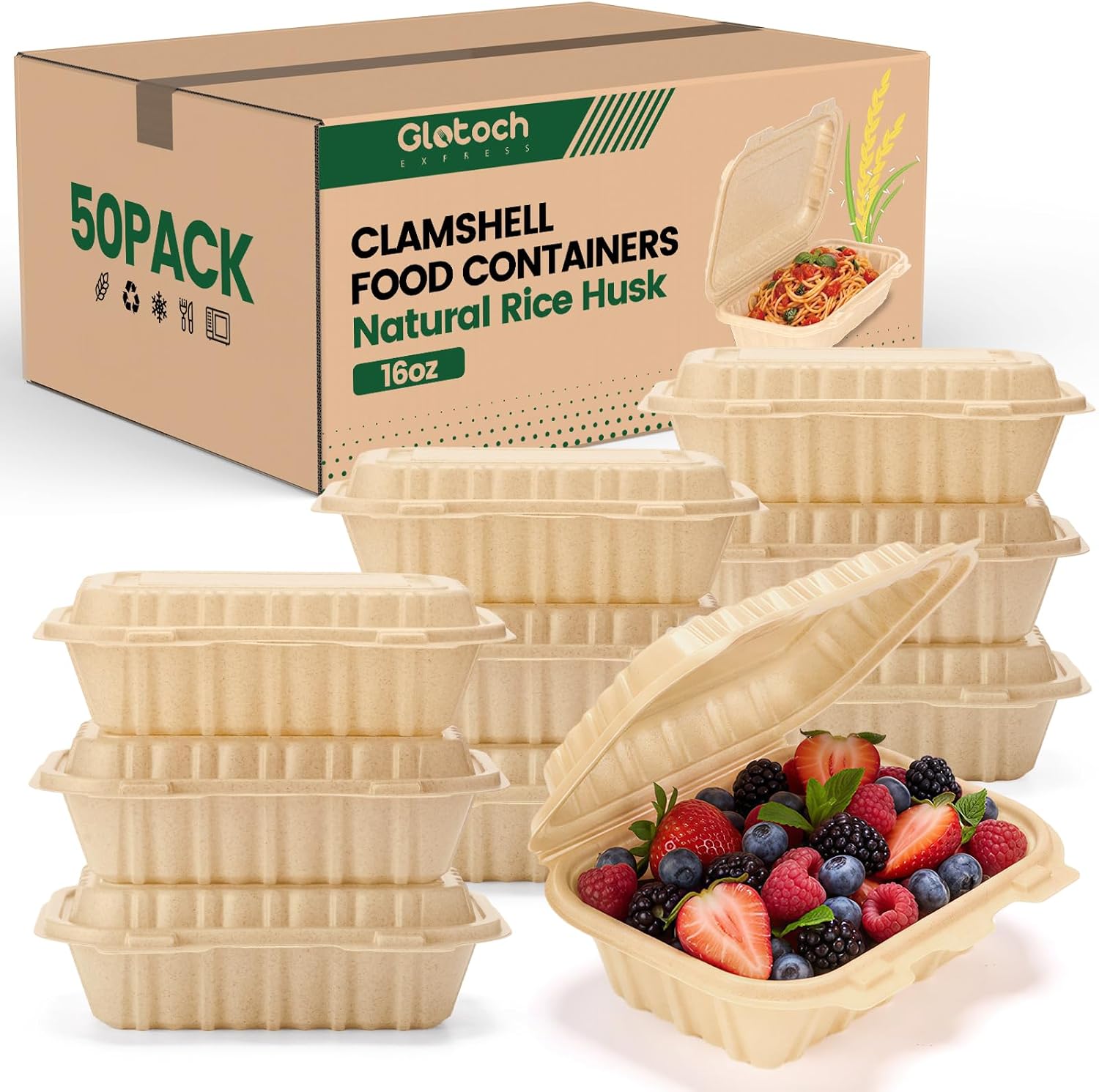 Meal Prep Recipes - Pacote com 50 Recipientes Clamshell de