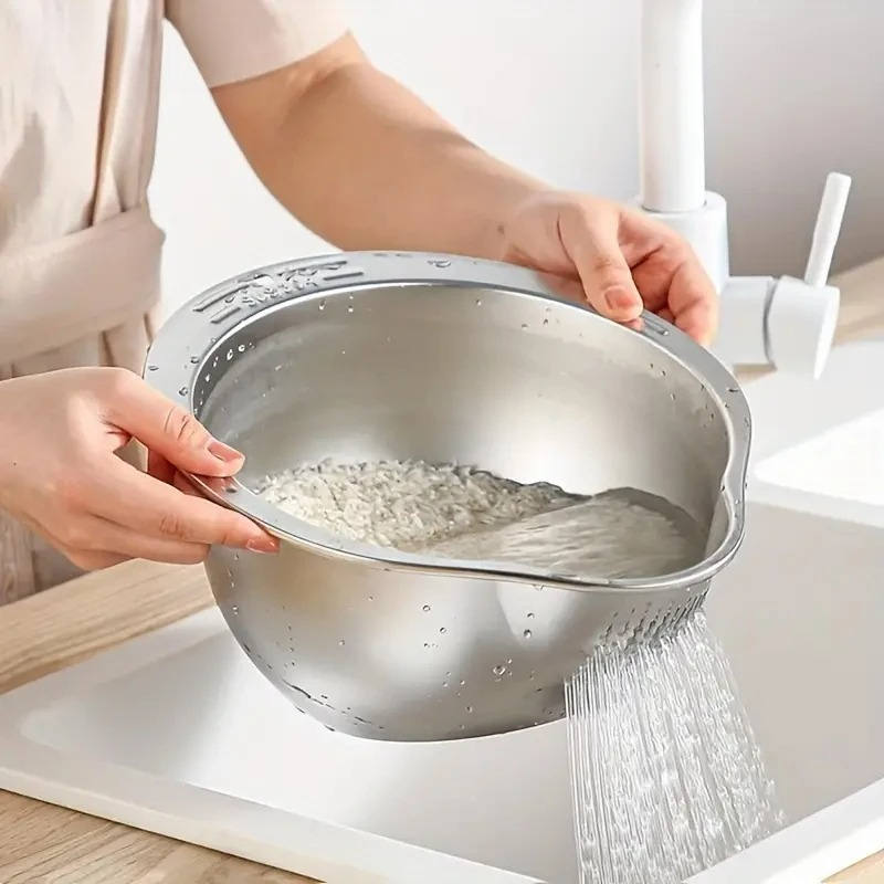 Meal Prep Rice - Escorredor de Arroz Aço Inox Anti-ferrugem