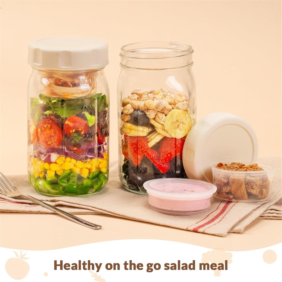A67T NOVO Kit com 4 Potes de V - Meal Prep Jars With Lids avaliação e preço