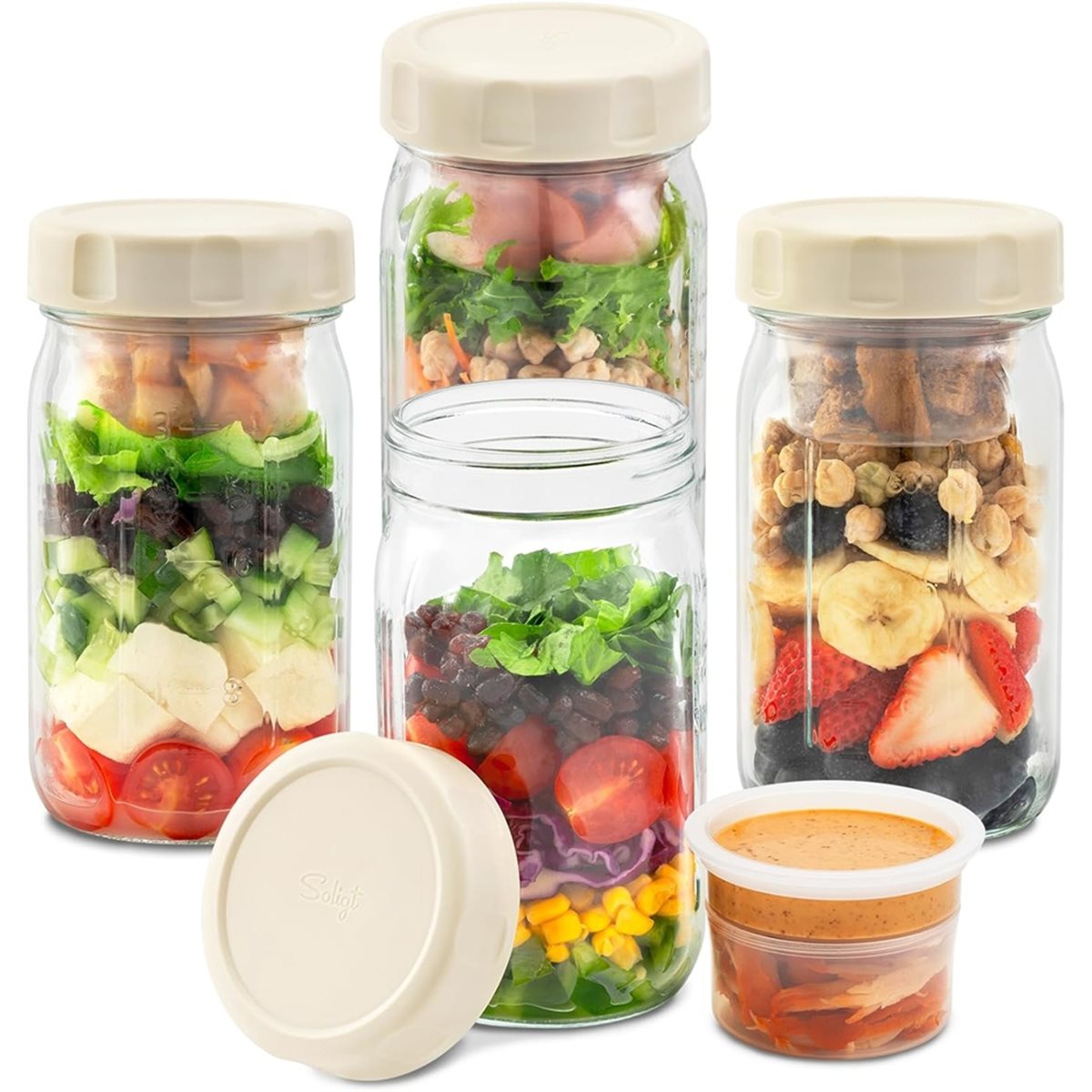 A67T NOVO Kit com 4 Potes de V - Meal Prep Jars With Lids avaliação e preço