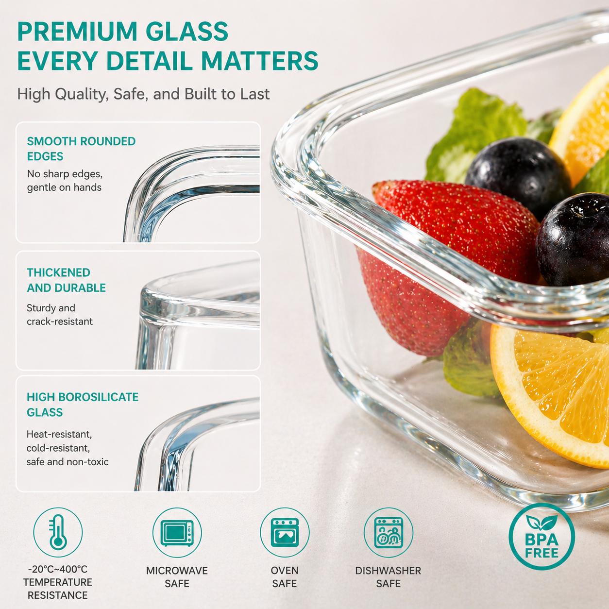 Conjunto de 8 Potes de Vidro B - Meal Prep Jars With Lids avaliação e preço